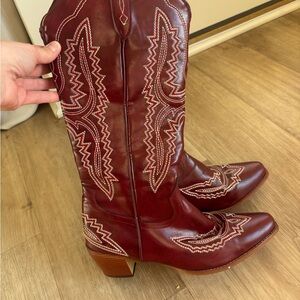 Women's Western Leather Boots - Red